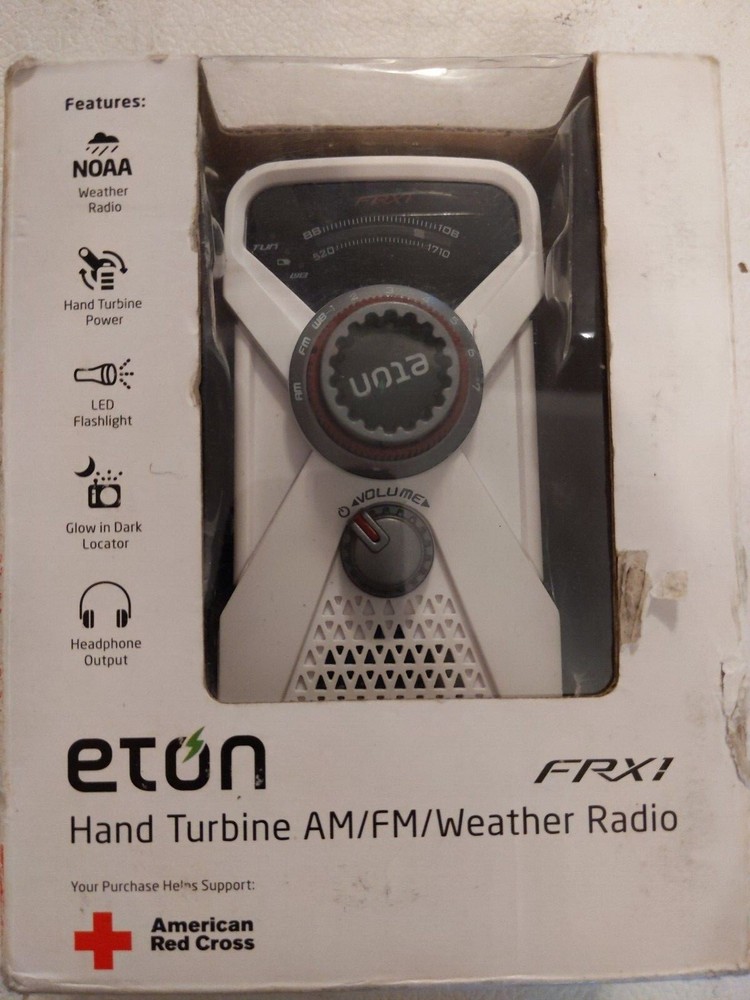 Eton FRX1 Hand Turbine AM/FM/Weather Radio White Silver Color New In Box