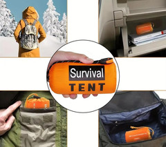 1 Survival Tent Kit All Weather Camping Hiking Shelter with Whistle Blanket
