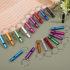 120 Pieces Emergency Whistle with Keychain, 9 Color Assorted Aluminum Surviva…
