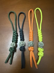 4pk Paracord Combo Knife Lanyard Neon Yellow/orange, Grey, Green with Skull