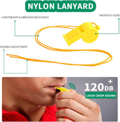 48Pcs Plastic Whistles, Sports Whistle Bulk with Lanyard | Super Loud Training S