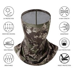 BASSDASH Neck Gaiter Mask UPF 50 Sun Protection for Men One Size, Grunge Camo