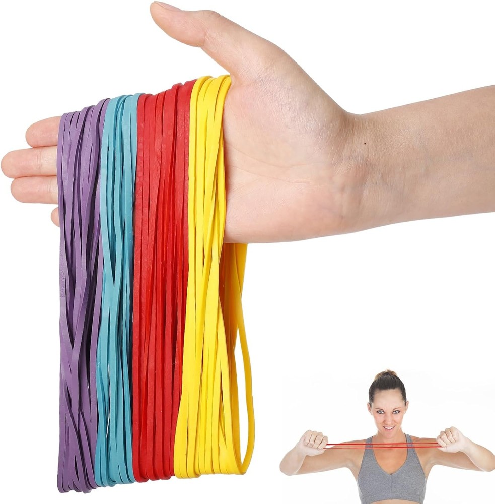 120 Pieces Extra Large Rubber Bands, Heavy-duty Red Yellow Blue Purple