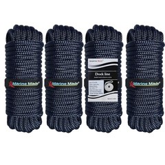 Dock Lines, 4pcs Boat Dock Lines 1/2” X 20’, 12” Eyelet Double-Braided Boat