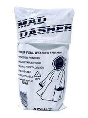 Mad Dasher Vintage Adult White Adjustable Hood Rain Poncho Dura Tuff Golf Bag