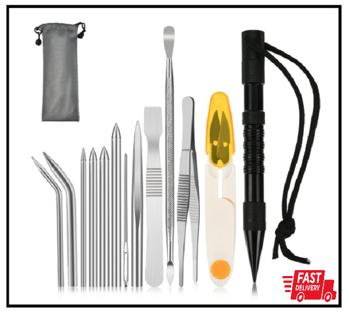14Pcs Paracord Stitching Set Stainless Steel Lacing Needles FID Knotter Tools