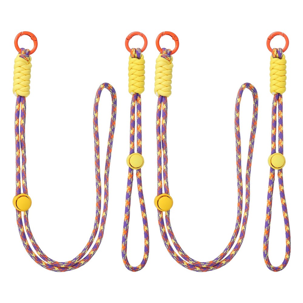 2Set Heavy Duty Paracord Keychain Lanyard for Keys , Yellow/Purple/Orange