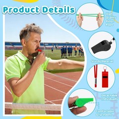 72 PCS Plastic Whistle for Coach with Lanyard Loud Crisp Sound Multicolor Spo…
