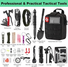 256-Piece Survival Kit & First Aid Gear in Durable Molle Pouch for Outdoor Sa…