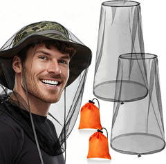 2 Pack Mosquito Head Net Drawstring Ultra Large Breathable Bug Net Camping Fishi