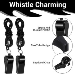100 PCS Coaches Whistle with Lanyard, Black Whistles Bulk Plastic 120 dB | Re…