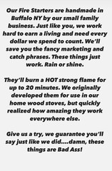 Firestarter – Wood Stoves, Camp Fires, Survival. 24pcs. 20 min Burn. US Made