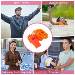 Plastic Whistles with Lanyard, Training Sports Gather Whistles Loud Crisp Sou…