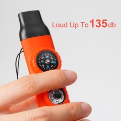 Survival Safety Whistle with Lanyard, Compass, Thermometer for Outdoor Sports