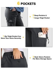TBMPOY Women’s Hiking Cargo Pants Lightweight Water X-Large, Dark Grey