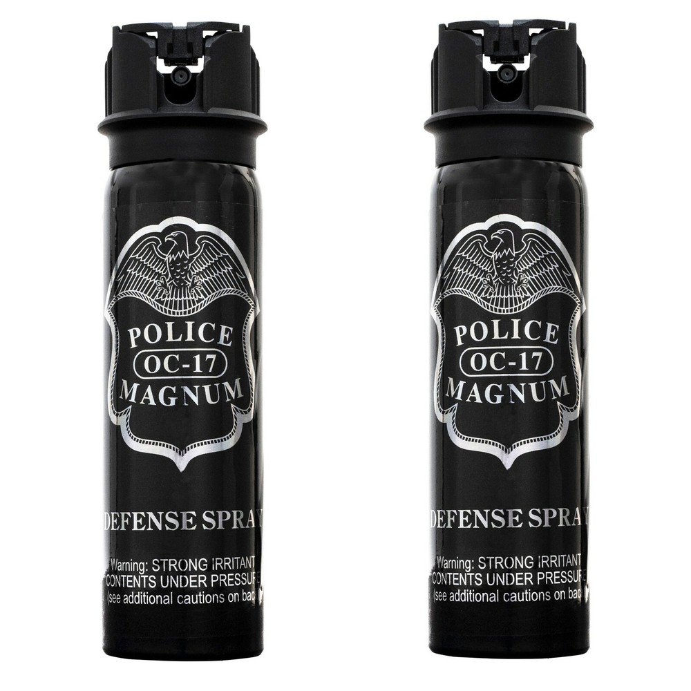 2 POLICE MAGNUM Pepper Spray 4 ounce Flip Top Stream Safety Defense Protection
