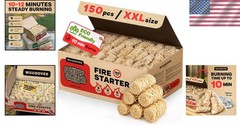 Effortless Fire Starters 150 Pieces Ideal for Fireplaces and Outdoor Adventures