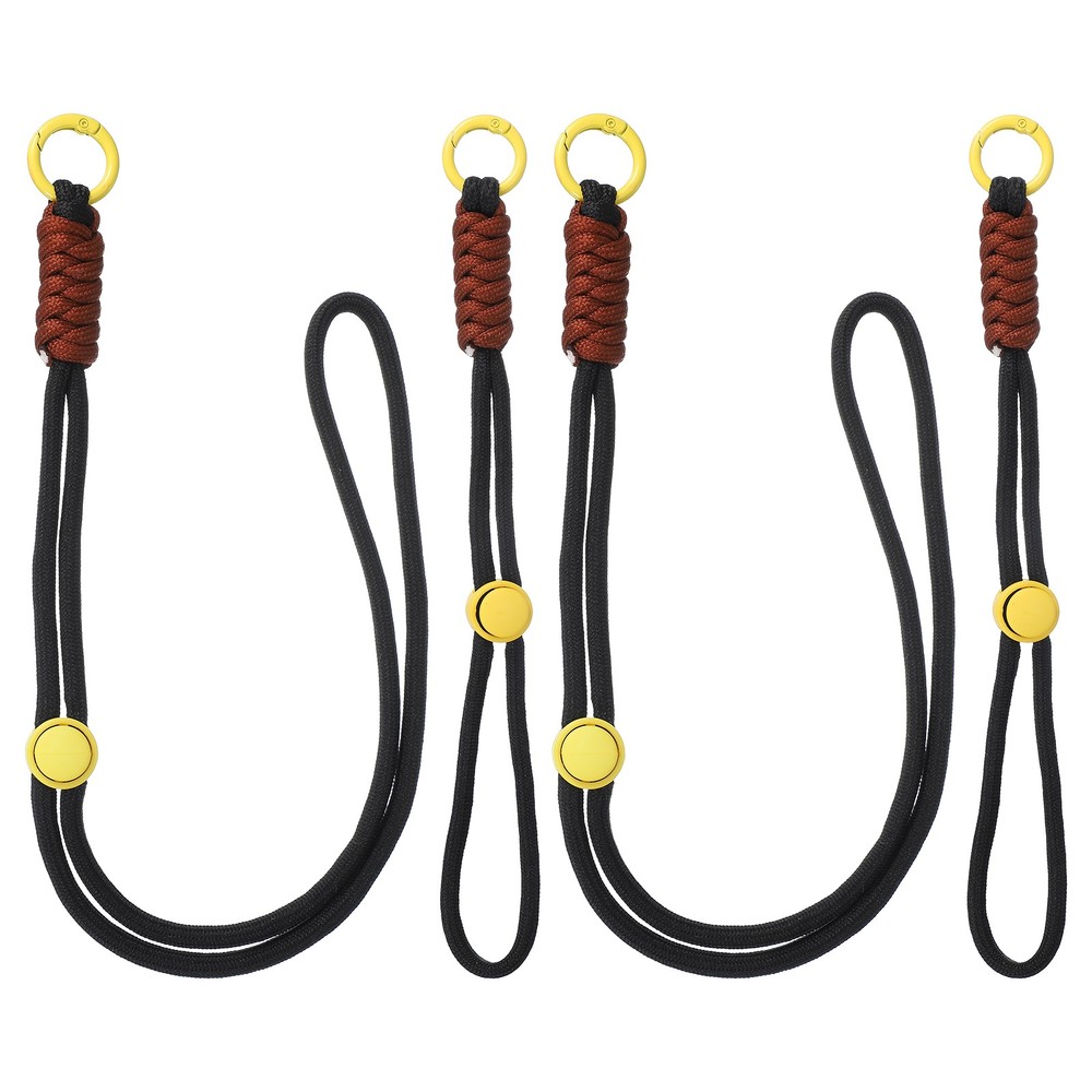 2Set Heavy Duty Paracord Keychain Lanyard for Keys , Black/Yellow/Coffee