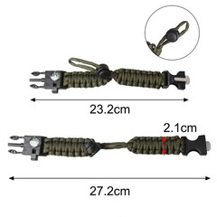2 Pcs Survival Paracord Bracelet Flint Fire Starter Scraper Compass for Camping
