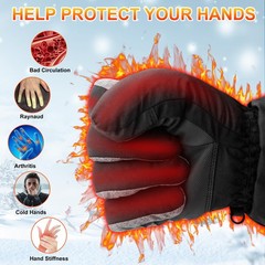 GEMSTONEGO Heated Gloves for Men Women – Electric Hand Warmers Large, Black