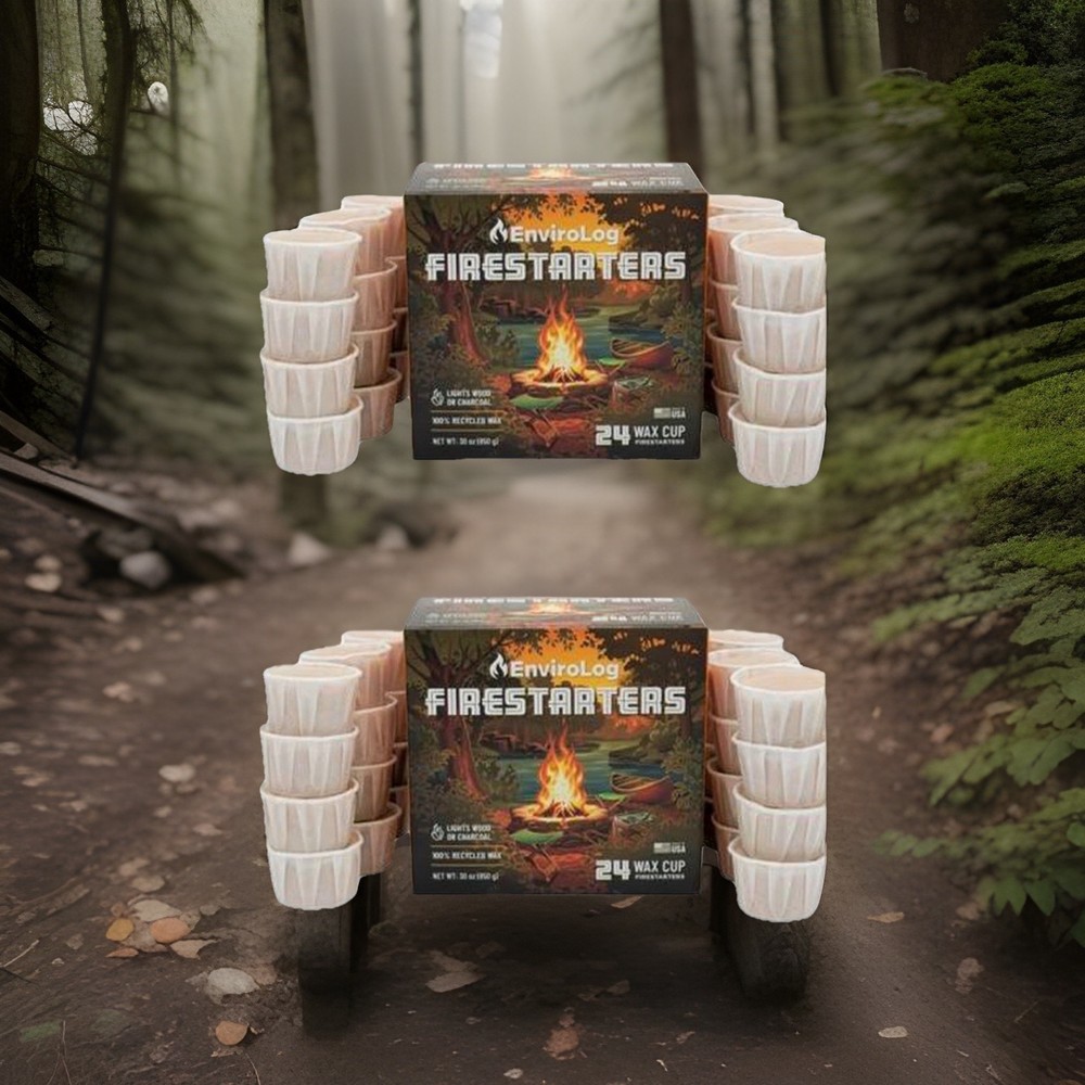 Firestarter Cups-envirolog, 24 Ct, Bonfires, Fire Pits, Charcoal Grills, 2 Boxes