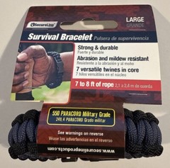 LARGE Survival Bracelet Military Grade Nylon Paracord 7’ Rope Black/Blue Hiking