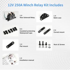 Mayspare 250A Winch Solenoid Relay Contactor 12V Winch Relay For Atv Utv Boat