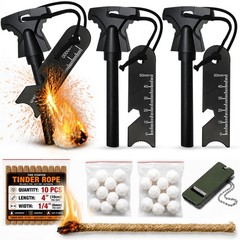 34PCS Fire Starter Survival Kit with 3 Ferro Rods & Striker Tinder
