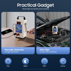 Hand Crank Generator Portable Emergency Manual Power 2500mAh*6 Battery Outdoor