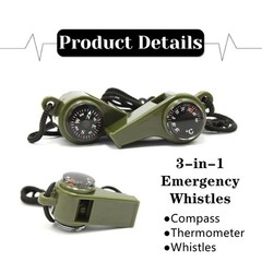 4 Pcs Compass Whistle Multifunctional 3-in-1 Emergency Survival Whistle with …