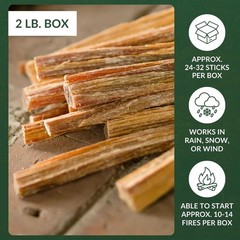 Plow & Hearth 2 LBS Fatwood Fire Starter Sticks Organic Kindling, 2 LB, Brown