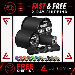 550 lb Paracord Rope 100ft – Heavy Duty Black Parachute Cord for Survival
