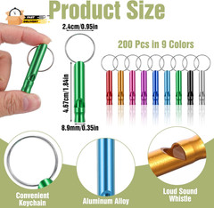 100 Pieces Emergency Whistle with Keychain Aluminum Survival Whistle Key Chain