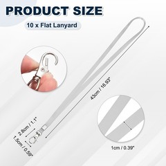10Pcs 16.9″ Polyester Flat Lanyard with Lobster Clasp for Office, Gray