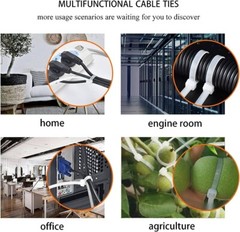 400 Black Cable Zip Ties Assorted Sizes 100 PACK of 4″-12″ Camping Survival Gear