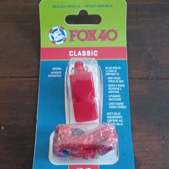 Fox 40 Classic Marine Orange Safety Whistle 115 dB Pealess With Lanyard BinA