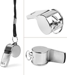 24 PCS Stainless Steel Sports Whistles w/Lanyards Loud Coach Referee Bulk Silver