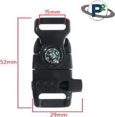 10 Piece Black 5/8 Inch Compass Flint Firestarter Scraper Whistle Utility Buckle