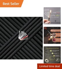 Durable 25ft Black Survival Paracord with Flexibility – Ideal for DIY Projects