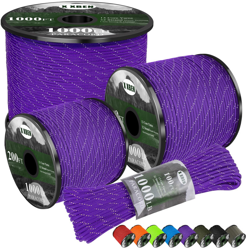 X Xben Paracord Reflective 1000Lb 50/100/200/500/1000Ft 4Mm 13 Strand Parachute