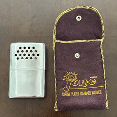 1950s Vintage Jon-E Standard Hand Warmer Chrome Plated Aladdin Labs w/ Pouch