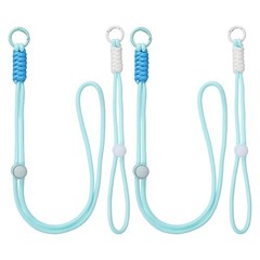 2Set Heavy Duty Paracord Keychain Lanyard for Keys , Blue/Light Blue