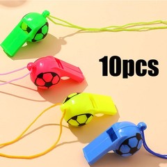 10Pcs/Set Mini Plastic Whistle With Rope Football Cheerleading Whistle Cute Gift
