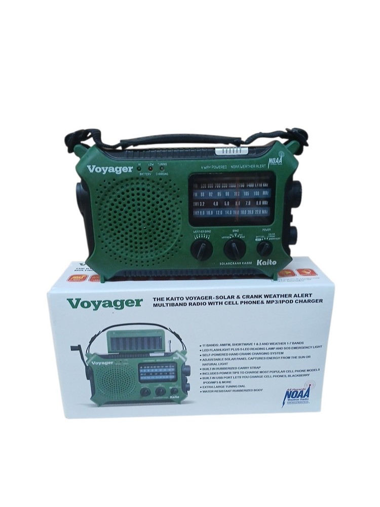 Green Kaito KA500 Voyager Solar Crank Battery Survival Radio AM FM Shortwave