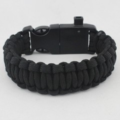 Survival Paracord 550 Bracelet Wristband Flint Fire Starter Compass Whistle Kit