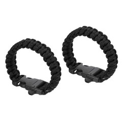 Survival Paracord Bracelets, 2 Pack Braided Bracelet, Black