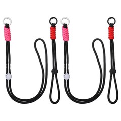 2Set Heavy Duty Paracord Keychain Lanyard for Keys , Black/Rose Red