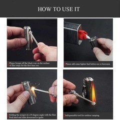BIASTNR Permanent Match Keychain Lighter, Flint Matchstick Fire Small, Snake