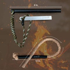 Dubrak 6 x 1/2 In Fire Starter Ferro Rod w/ Camo Paracord + Tinder Rope + Bellow