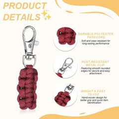Paracord Zipper Pull, Polyester Zipper Pulls Replacement 5 Pcs & Burgundy